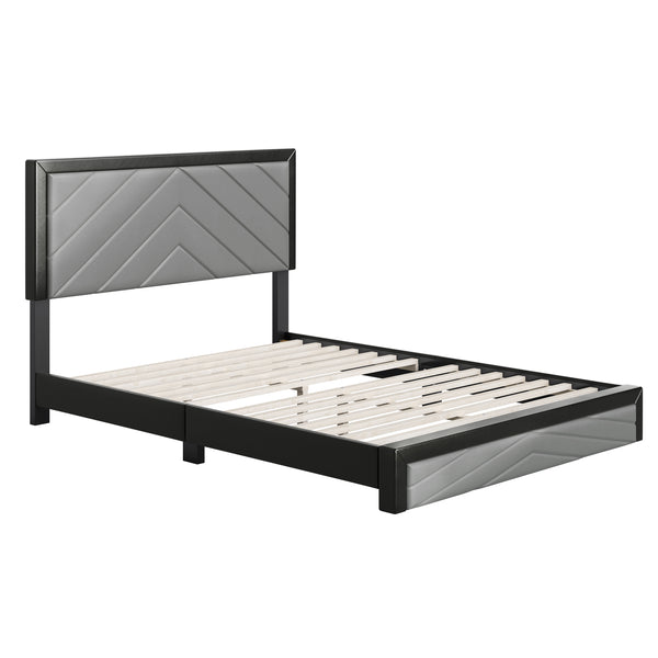 Barcelona Linen / Arden Faux Leather - Upholstered Platform Bed