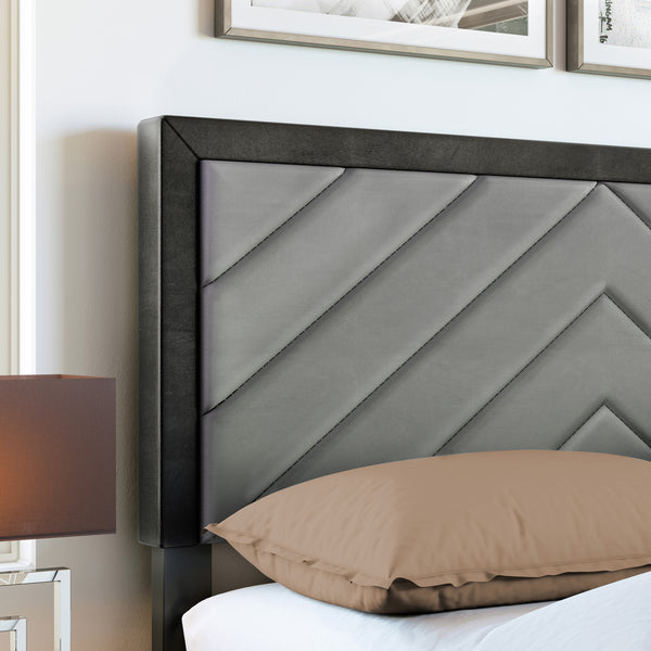 Barcelona Linen / Arden Faux Leather - Upholstered Platform Bed