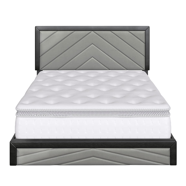 Barcelona Linen / Arden Faux Leather - Upholstered Platform Bed