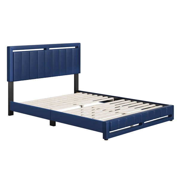 Beaumont Faux Leather / Senata Linen - Upholstered Platform Bed