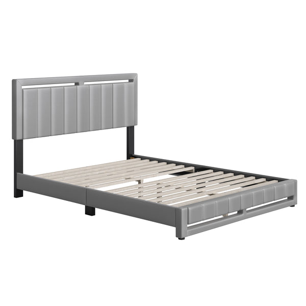 Beaumont Faux Leather / Senata Linen - Upholstered Platform Bed
