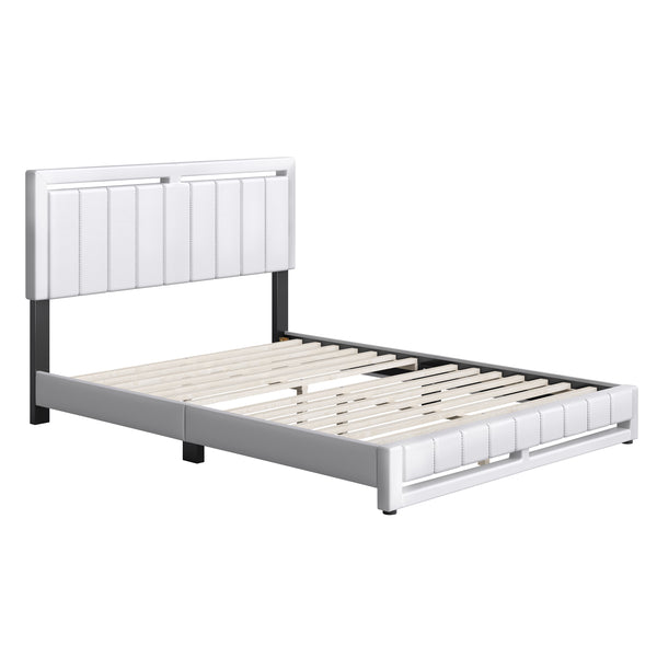 Beaumont Faux Leather / Senata Linen - Upholstered Platform Bed