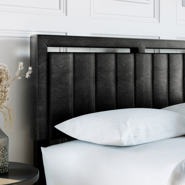 Beaumont Faux Leather / Senata Linen - Upholstered Platform Bed