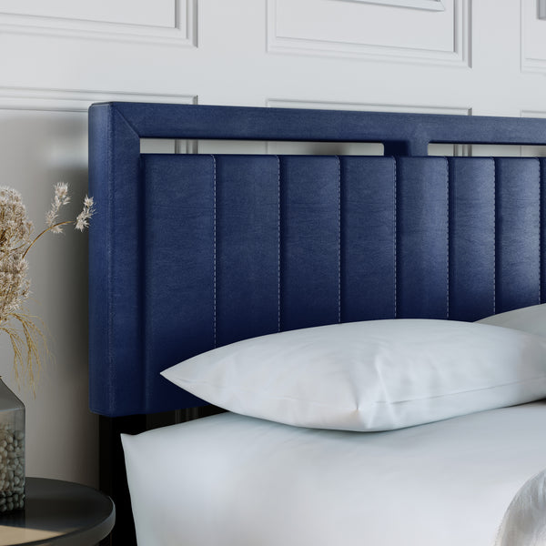 Beaumont Faux Leather / Senata Linen - Upholstered Platform Bed