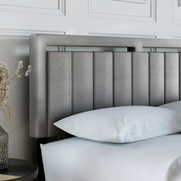 Beaumont Faux Leather / Senata Linen - Upholstered Platform Bed
