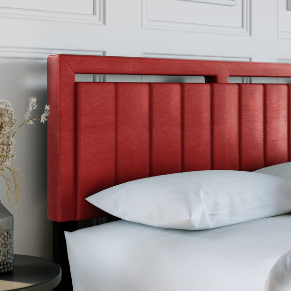Beaumont Faux Leather / Senata Linen - Upholstered Platform Bed