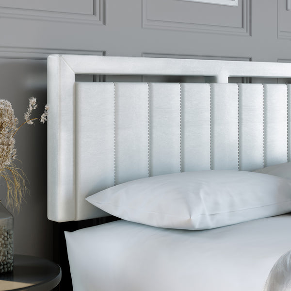 Beaumont Faux Leather / Senata Linen - Upholstered Platform Bed