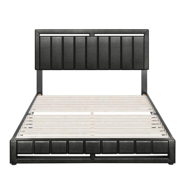 Beaumont Faux Leather / Senata Linen - Upholstered Platform Bed