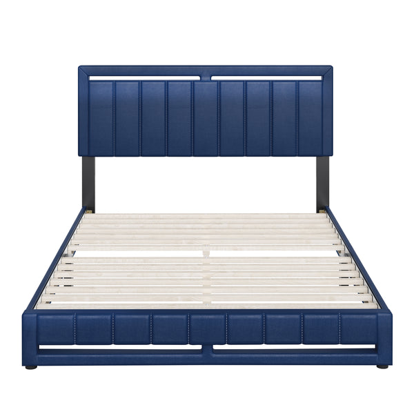 Beaumont Faux Leather / Senata Linen - Upholstered Platform Bed