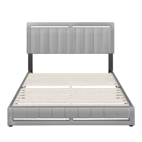 Beaumont Faux Leather / Senata Linen - Upholstered Platform Bed