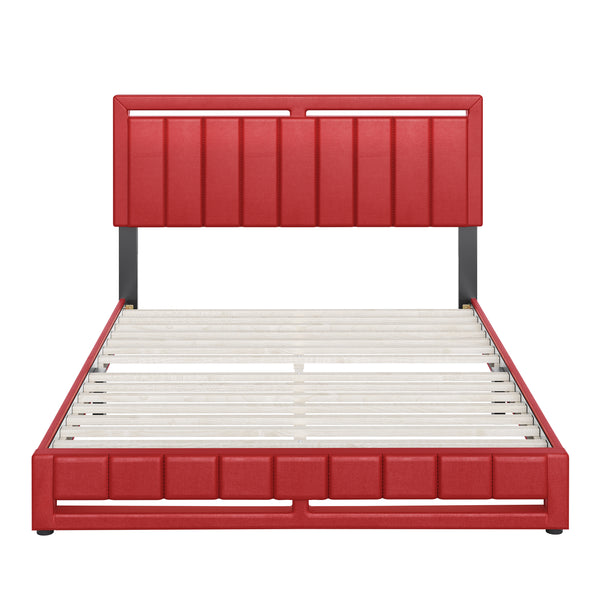Beaumont Faux Leather / Senata Linen - Upholstered Platform Bed
