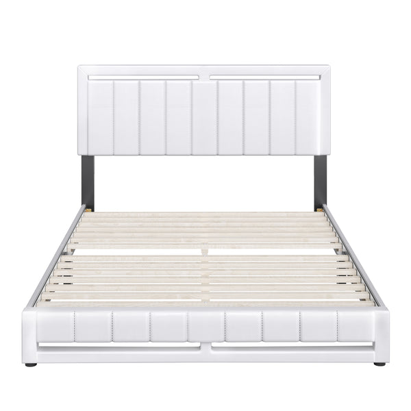 Beaumont Faux Leather / Senata Linen - Upholstered Platform Bed