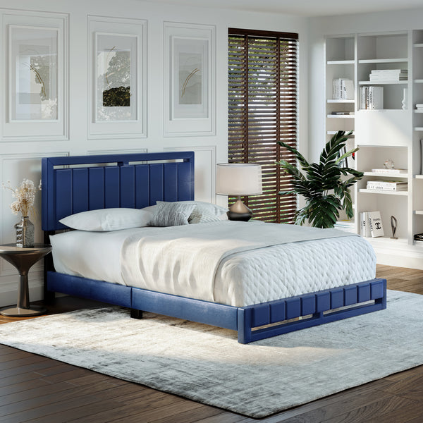 Beaumont Faux Leather / Senata Linen - Upholstered Platform Bed