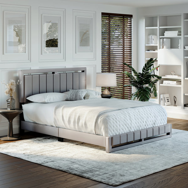 Beaumont Faux Leather / Senata Linen - Upholstered Platform Bed