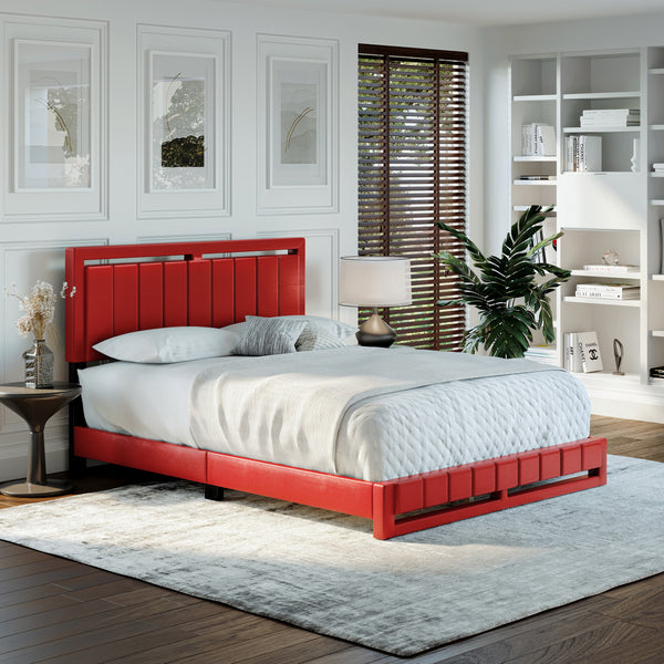 Beaumont Faux Leather / Senata Linen - Upholstered Platform Bed