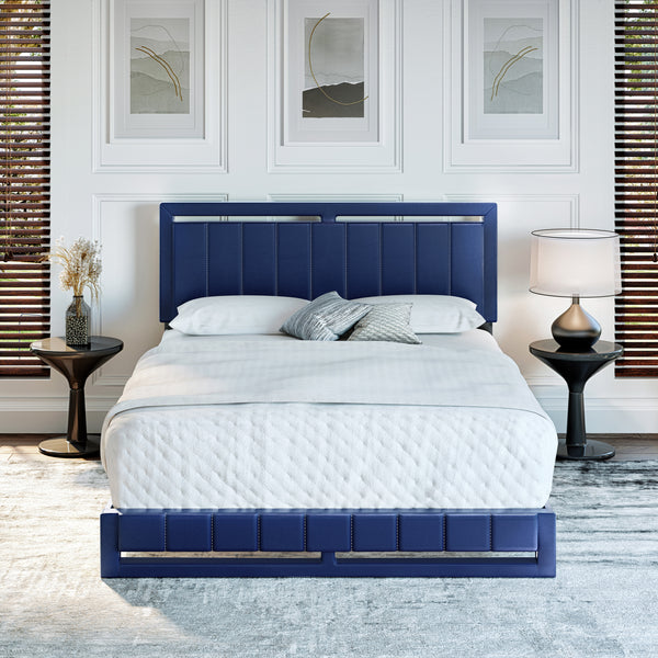 Beaumont Faux Leather / Senata Linen - Upholstered Platform Bed