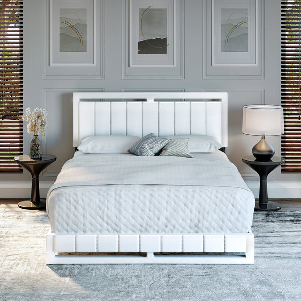 Beaumont Faux Leather / Senata Linen - Upholstered Platform Bed
