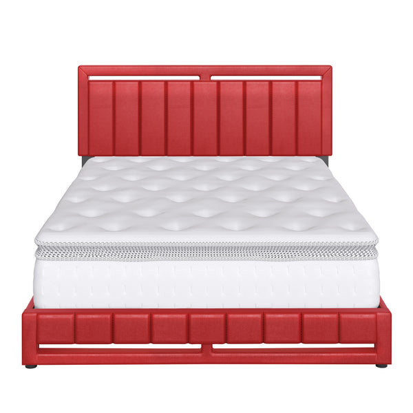Beaumont Faux Leather / Senata Linen - Upholstered Platform Bed
