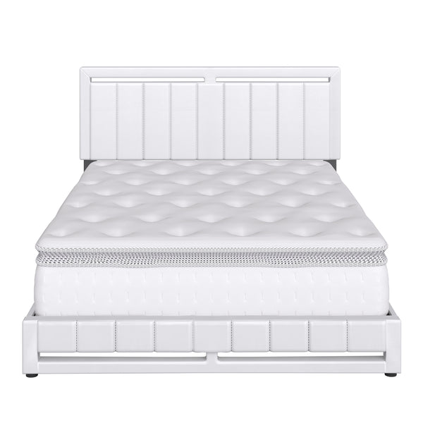 Beaumont Faux Leather / Senata Linen - Upholstered Platform Bed