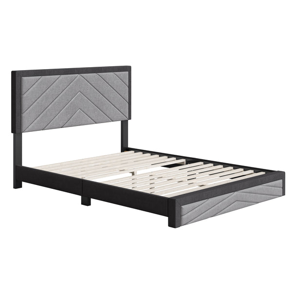 Barcelona Linen / Arden Faux Leather - Upholstered Platform Bed