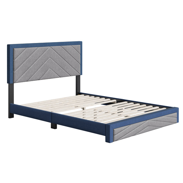 Barcelona Linen / Arden Faux Leather - Upholstered Platform Bed