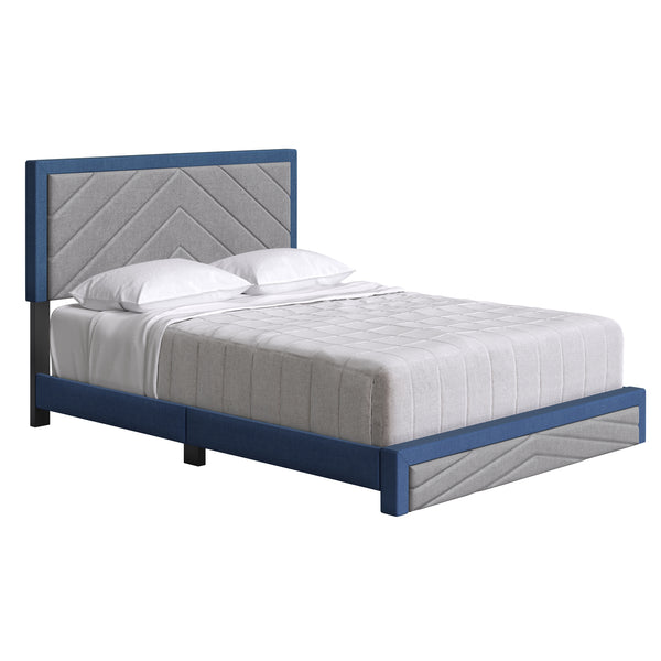 Barcelona Linen / Arden Faux Leather - Upholstered Platform Bed