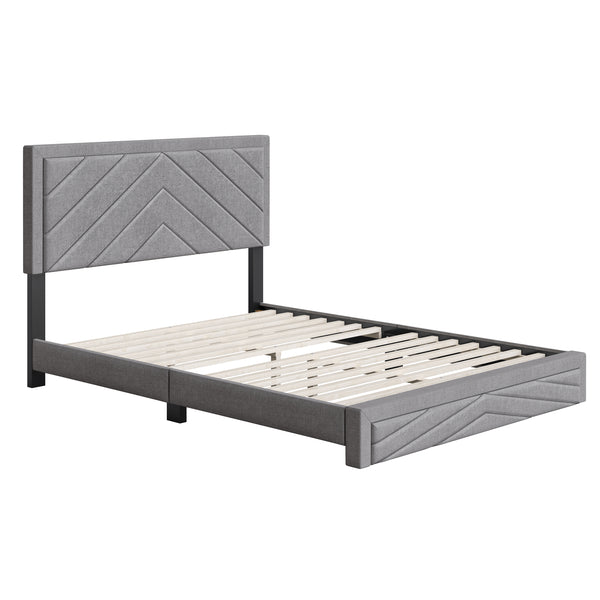 Barcelona Linen / Arden Faux Leather - Upholstered Platform Bed