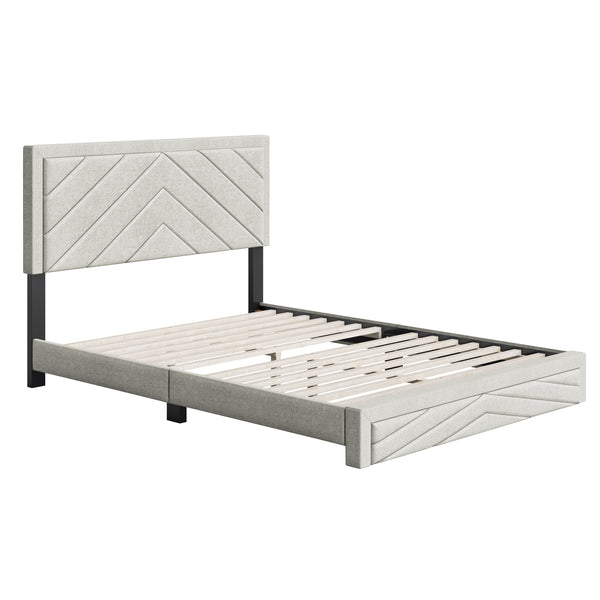 Barcelona Linen / Arden Faux Leather - Upholstered Platform Bed