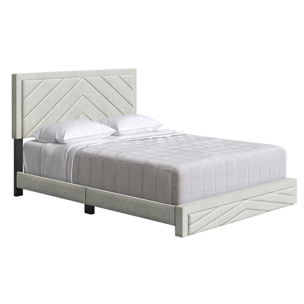 Barcelona Linen / Arden Faux Leather - Upholstered Platform Bed