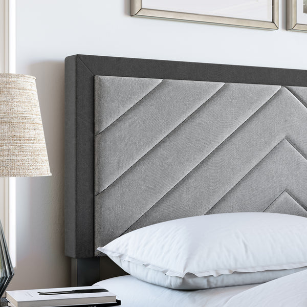 Barcelona Linen / Arden Faux Leather - Upholstered Platform Bed