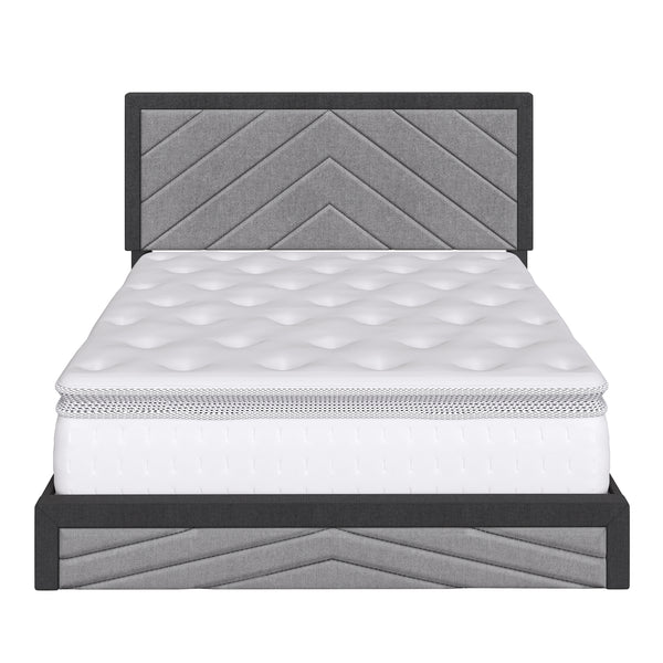 Barcelona Linen / Arden Faux Leather - Upholstered Platform Bed