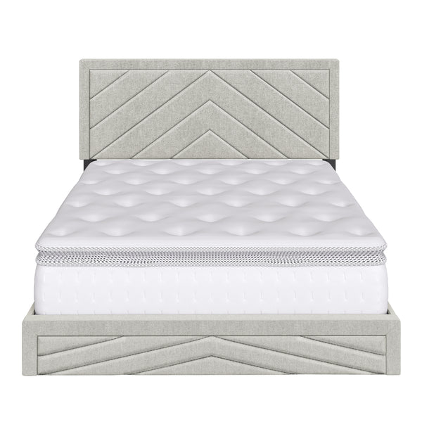 Barcelona Linen / Arden Faux Leather - Upholstered Platform Bed