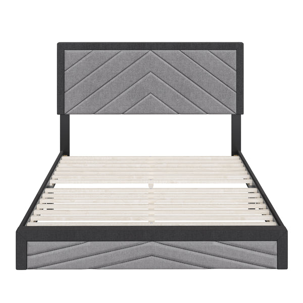 Barcelona Linen / Arden Faux Leather - Upholstered Platform Bed