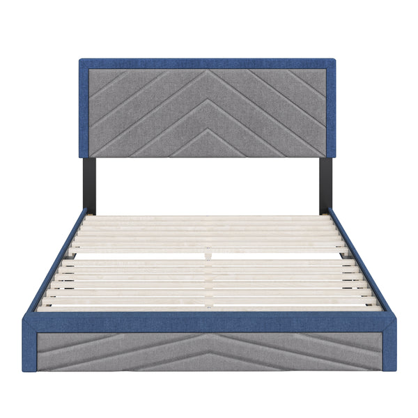 Barcelona Linen / Arden Faux Leather - Upholstered Platform Bed