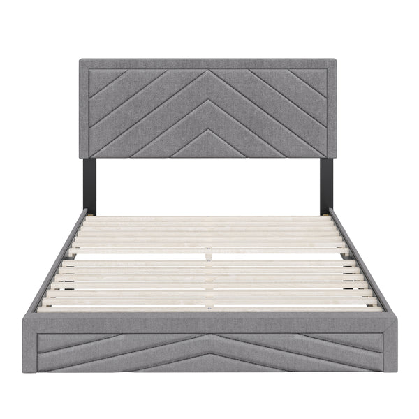 Barcelona Linen / Arden Faux Leather - Upholstered Platform Bed