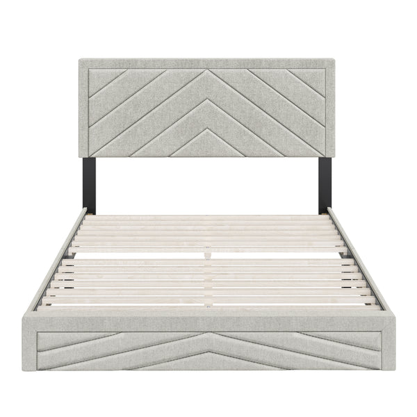 Barcelona Linen / Arden Faux Leather - Upholstered Platform Bed