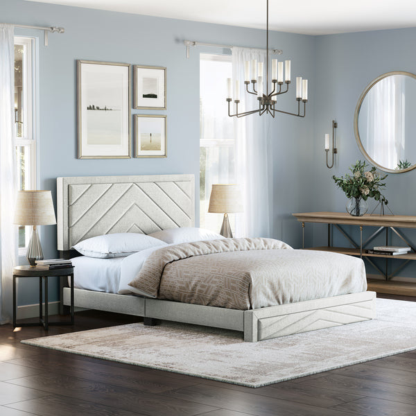 Barcelona Linen / Arden Faux Leather - Upholstered Platform Bed