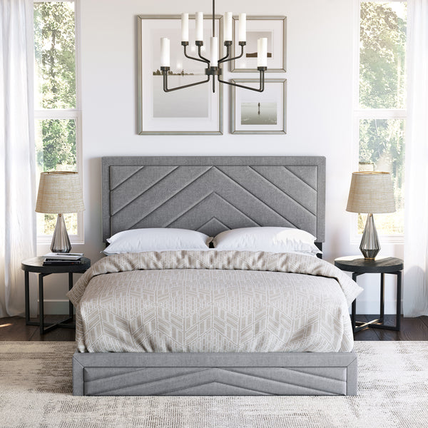 Barcelona Linen / Arden Faux Leather - Upholstered Platform Bed