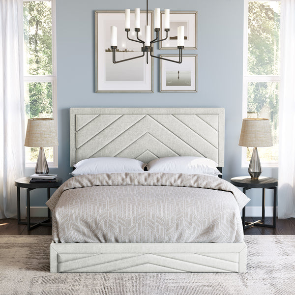 Barcelona Linen / Arden Faux Leather - Upholstered Platform Bed