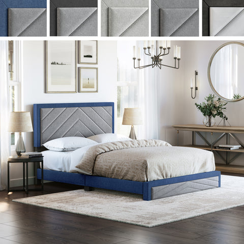 Barcelona Linen / Arden Faux Leather - Upholstered Platform Bed