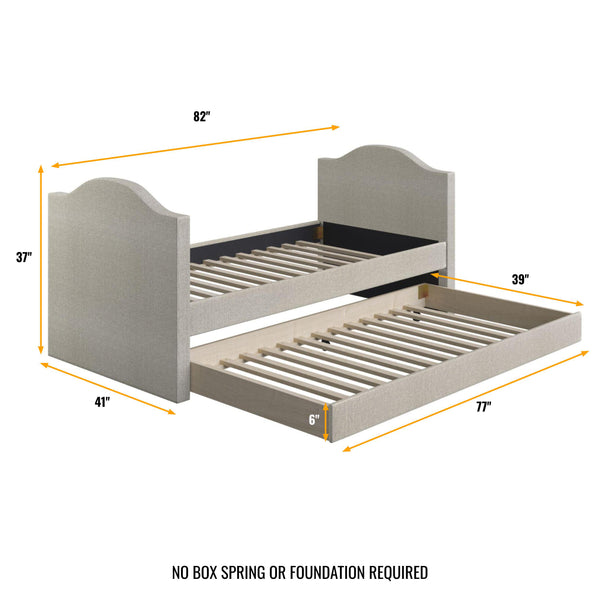 Messina Faux Leather / Birmingham Linen - Trundle Bed