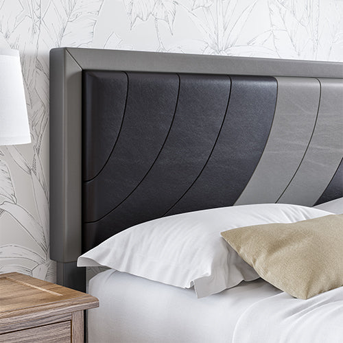 Sail-Away Linen / Bree Faux Leather - Upholstered Platform Bed