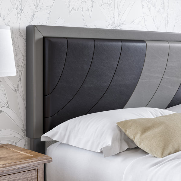 Sail-Away Linen / Bree Faux Leather - Upholstered Platform Bed