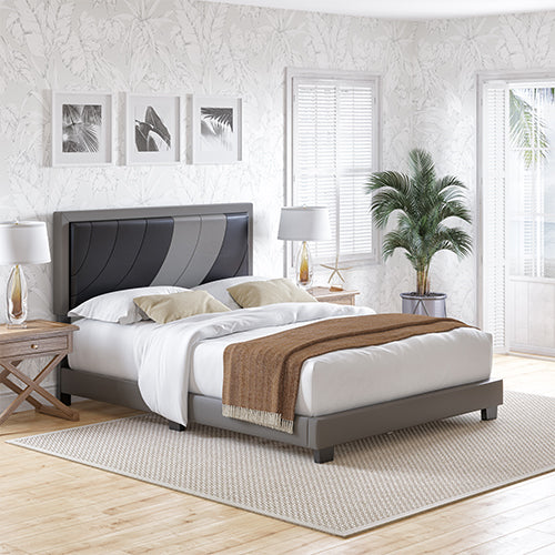 Sail-Away Linen / Bree Faux Leather - Upholstered Platform Bed