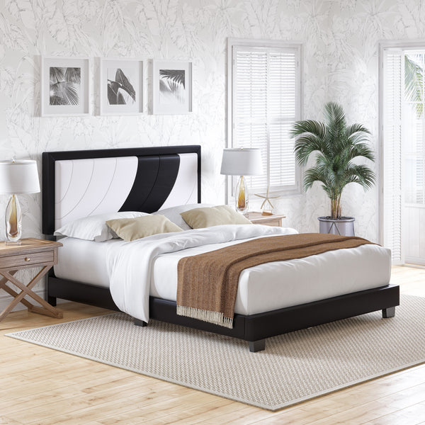 Sail-Away Linen / Bree Faux Leather - Upholstered Platform Bed