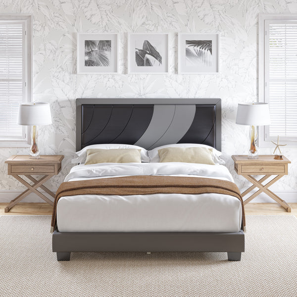 Sail-Away Linen / Bree Faux Leather - Upholstered Platform Bed