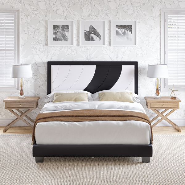 Sail-Away Linen / Bree Faux Leather - Upholstered Platform Bed