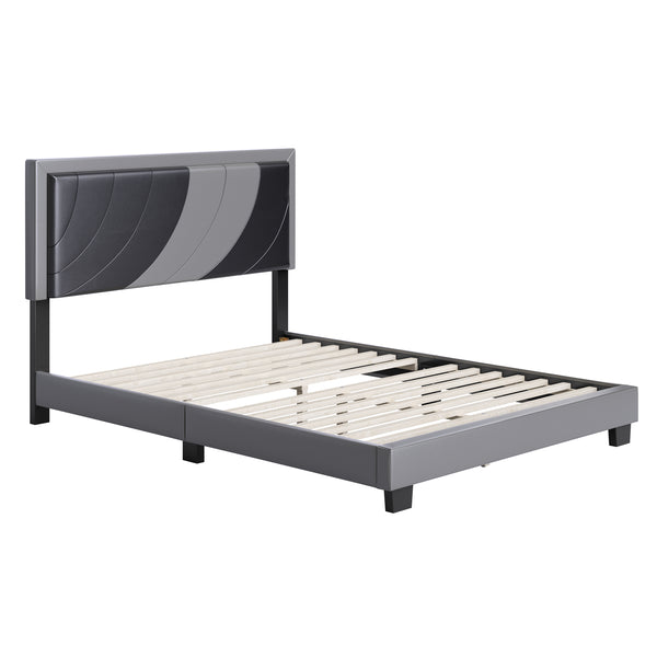 Sail-Away Linen / Bree Faux Leather - Upholstered Platform Bed