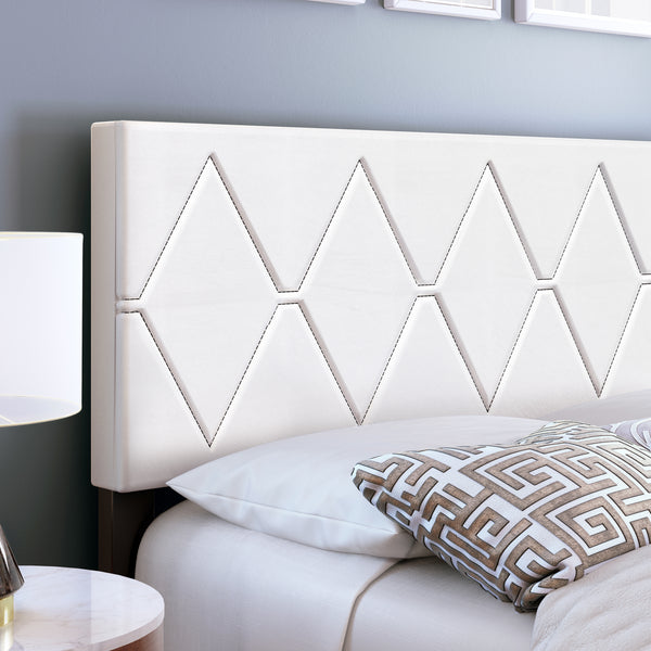 Diamond Linen / Charlat Faux Leather - Upholstered Bed