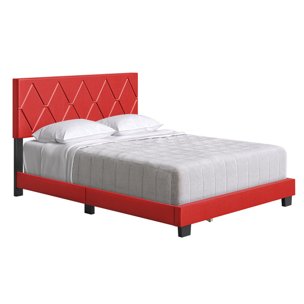 Diamond Linen / Charlat Faux Leather - Upholstered Bed